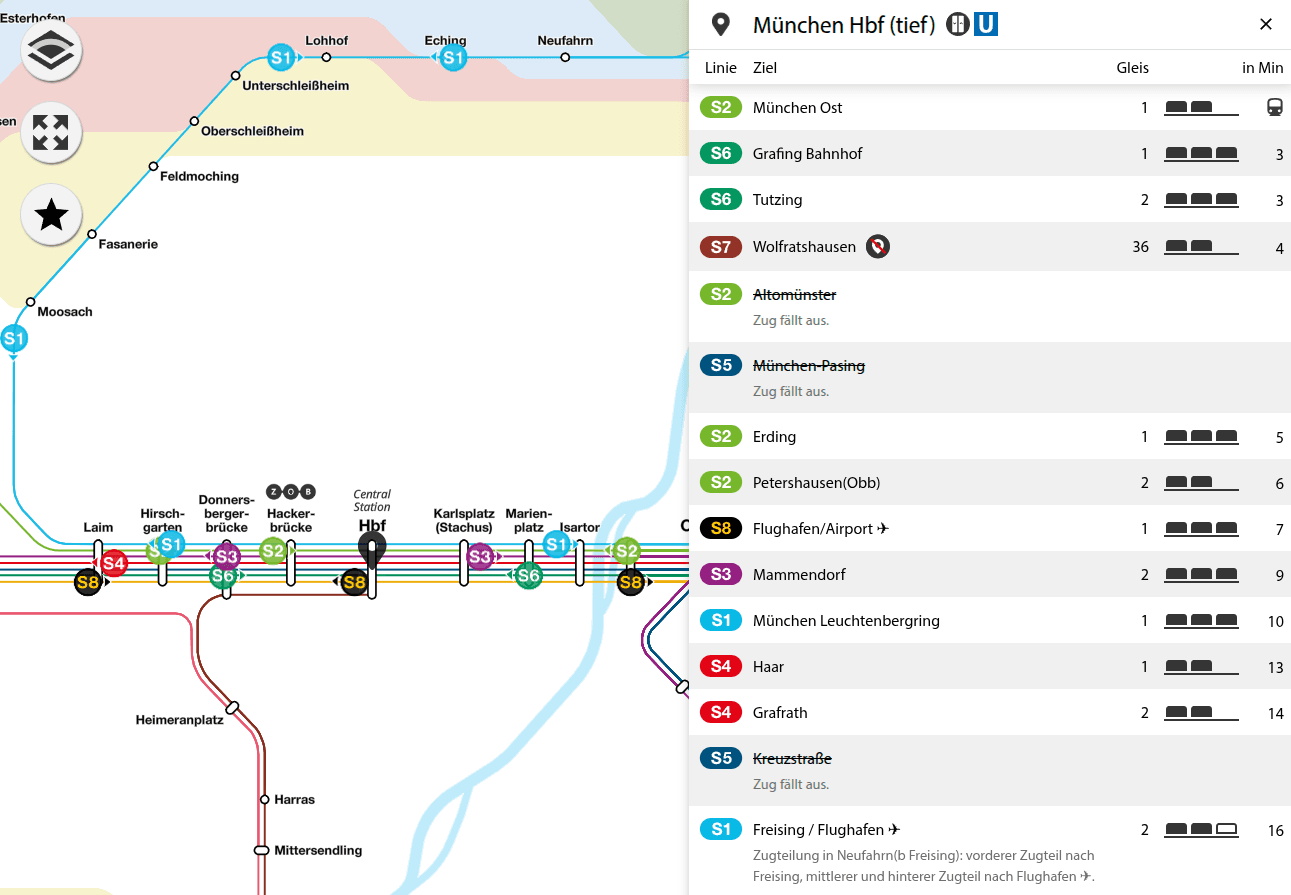 geOps application: S-Bahn München Live Map